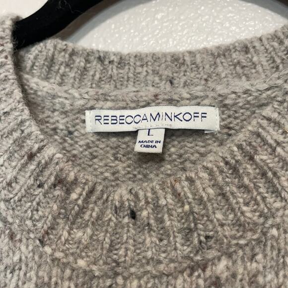 REBECCA MINKOFF Gray Cold Shoulder Wool Sweater Size L - Picture 2 of 6